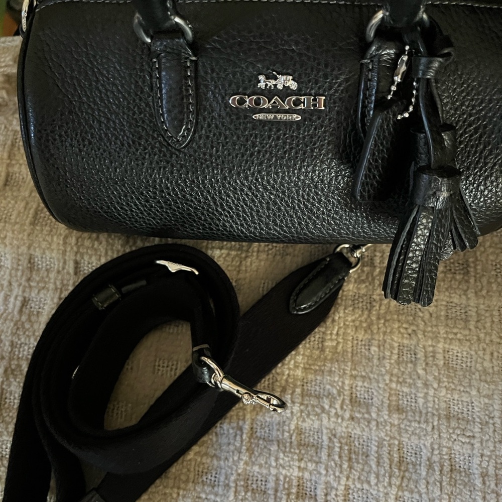 Coach Black Pebbled Leather Satchel - Picture 11 of 16